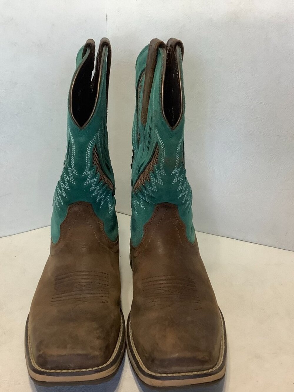 Women's Ariat Anthem VentTEK Boots Size 8 B Brown Turquoise Square Toe - Picture 7 of 12